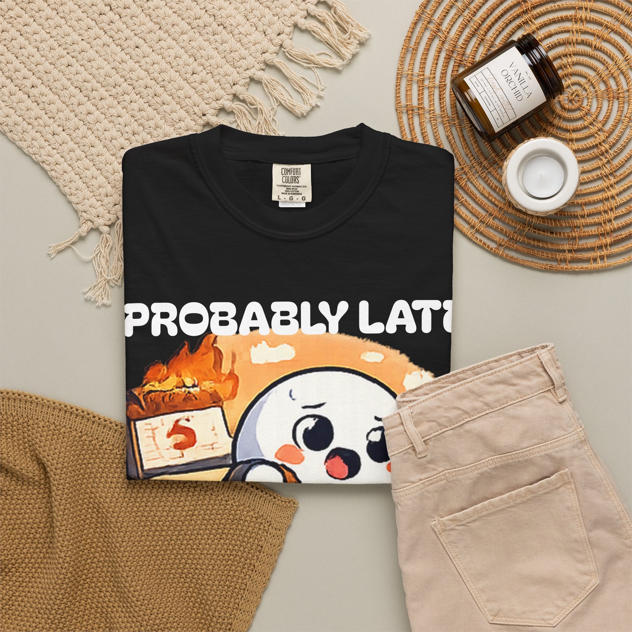 Probably Late For Something Dumpling Tee — Funny Running Character T-Shirt