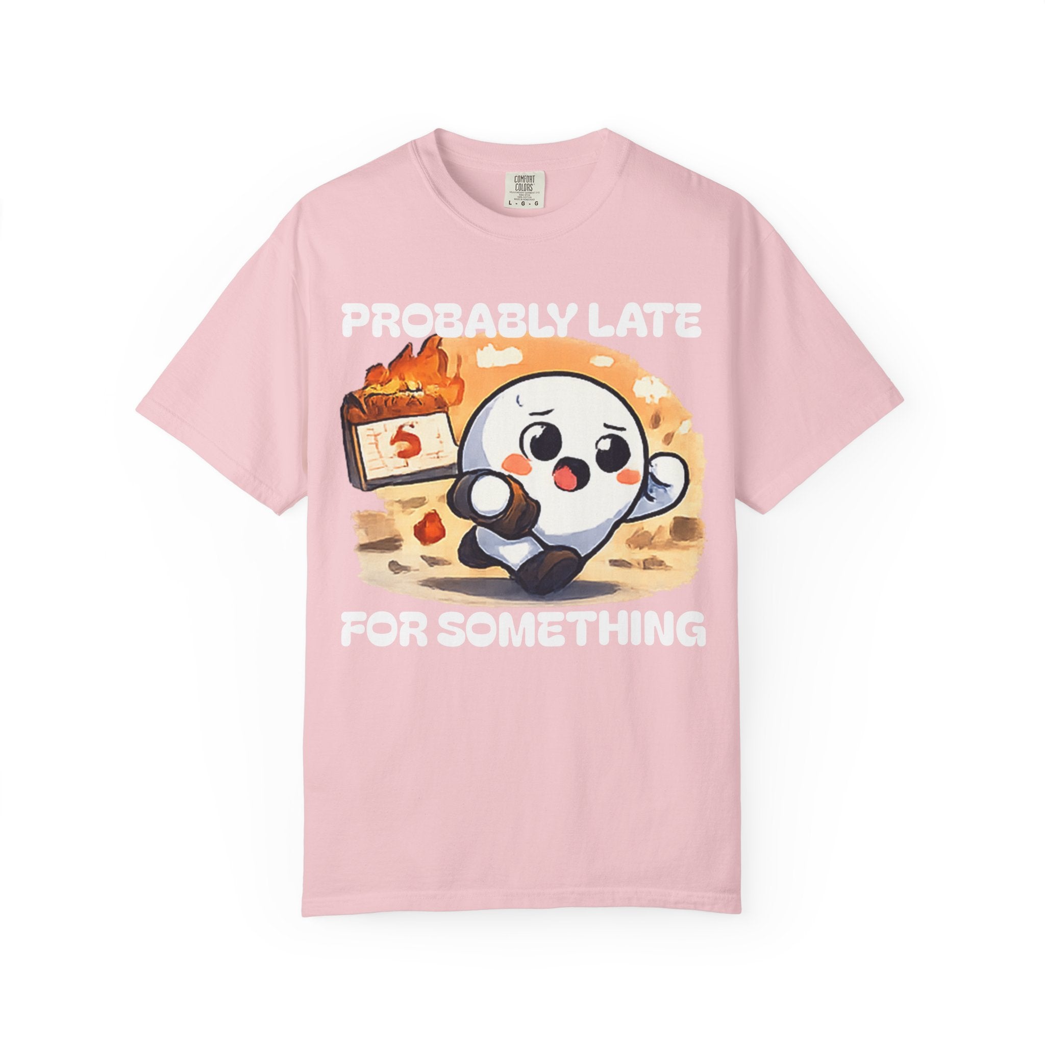 Probably Late For Something Dumpling Tee — Funny Running Character T-Shirt
