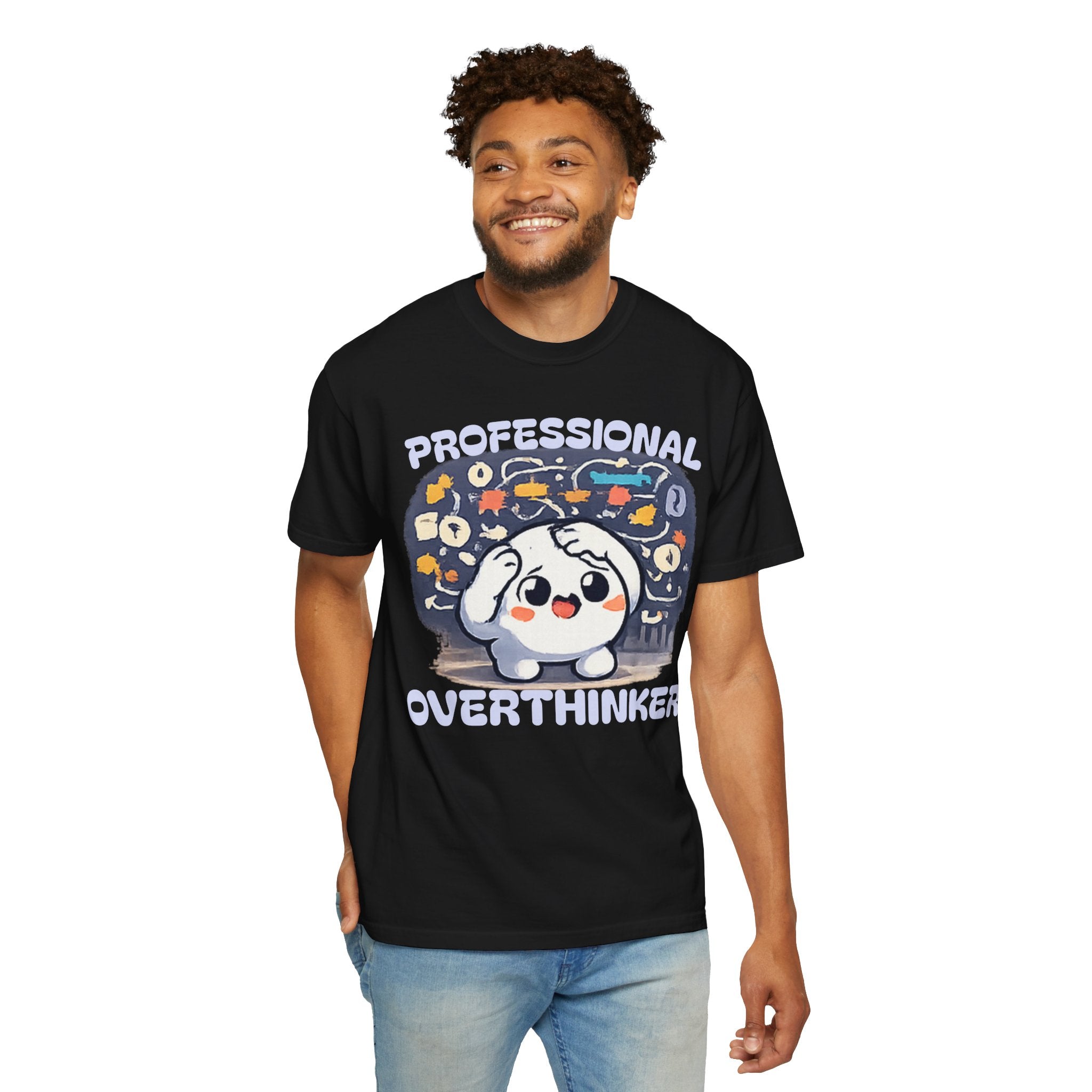 Professional Overthinker T-Shirt — Cute Dumpling Mind Cloud Graphic Tee