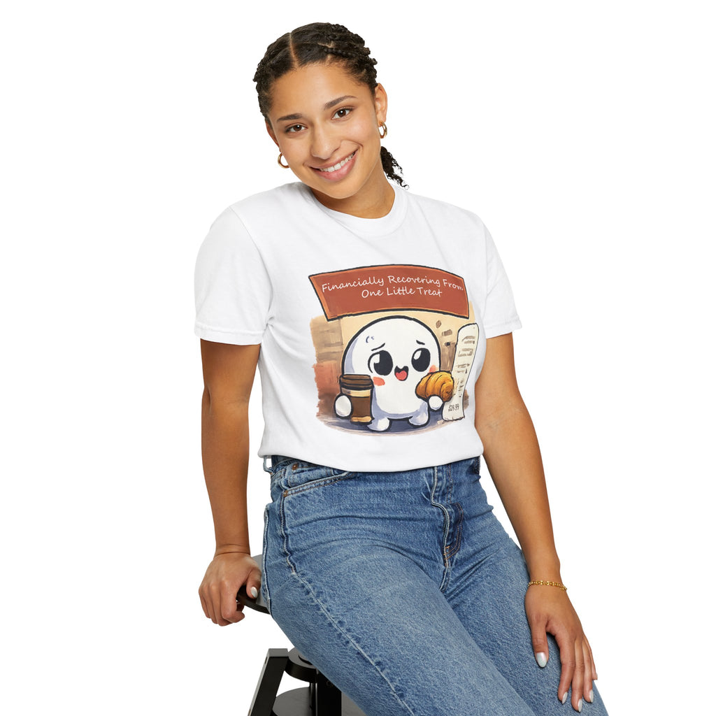 Cute Dumpling T-Shirt — "Financially Recovering From One Little Treat" Cartoon Tee