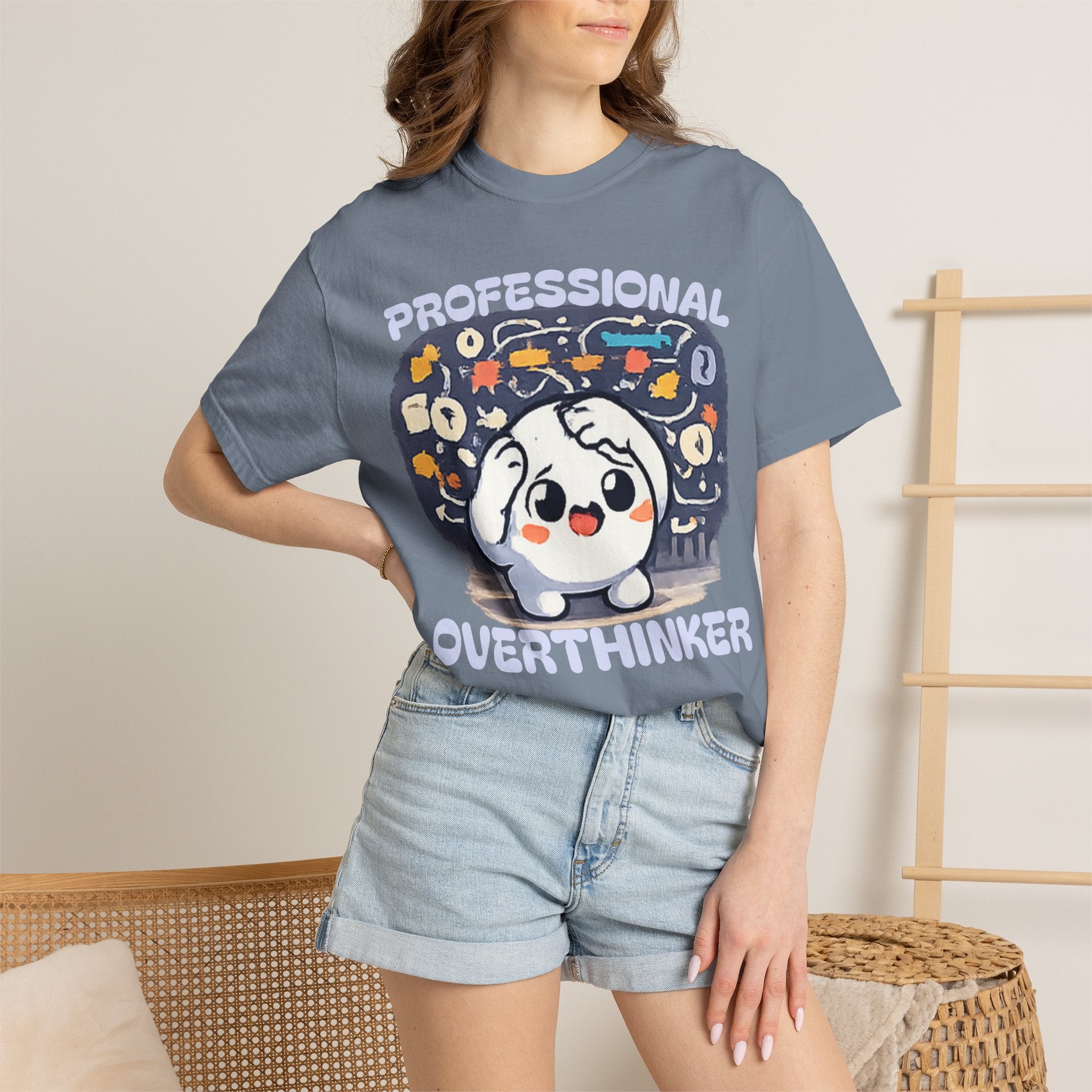 Professional Overthinker T-Shirt — Cute Dumpling Mind Cloud Graphic Tee