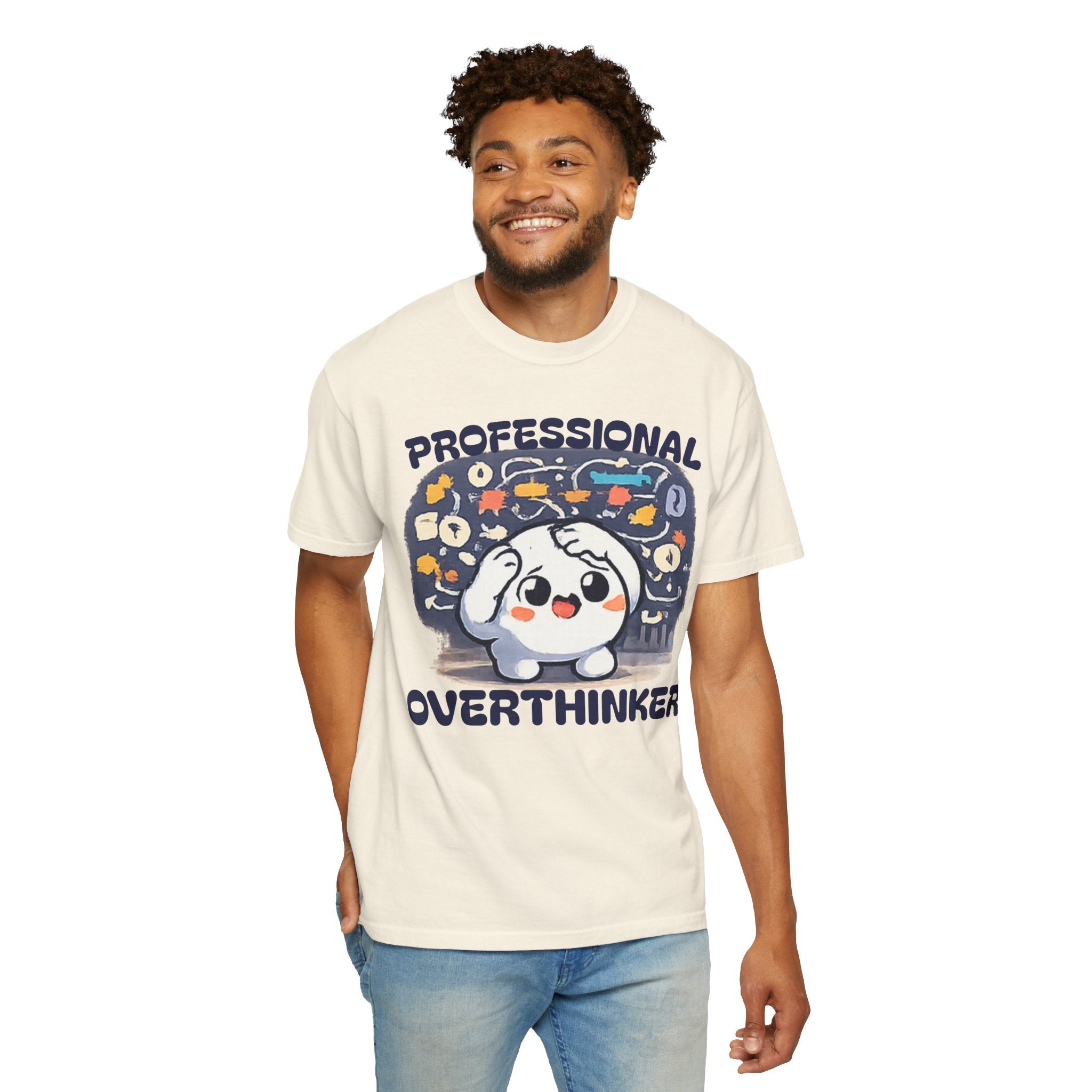 Professional Overthinker T-Shirt — Cute Dumpling Mind Cloud Graphic Tee
