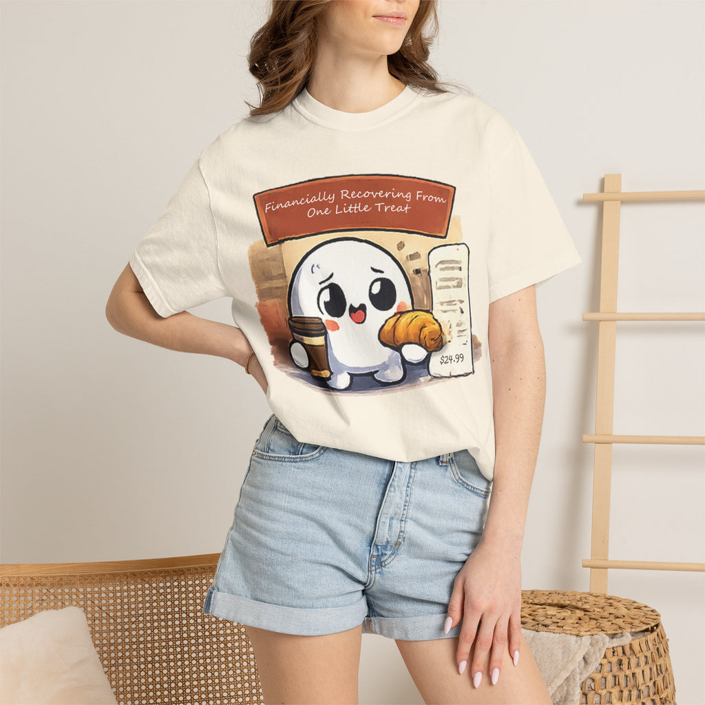 Cute Dumpling T-Shirt — "Financially Recovering From One Little Treat" Cartoon Tee