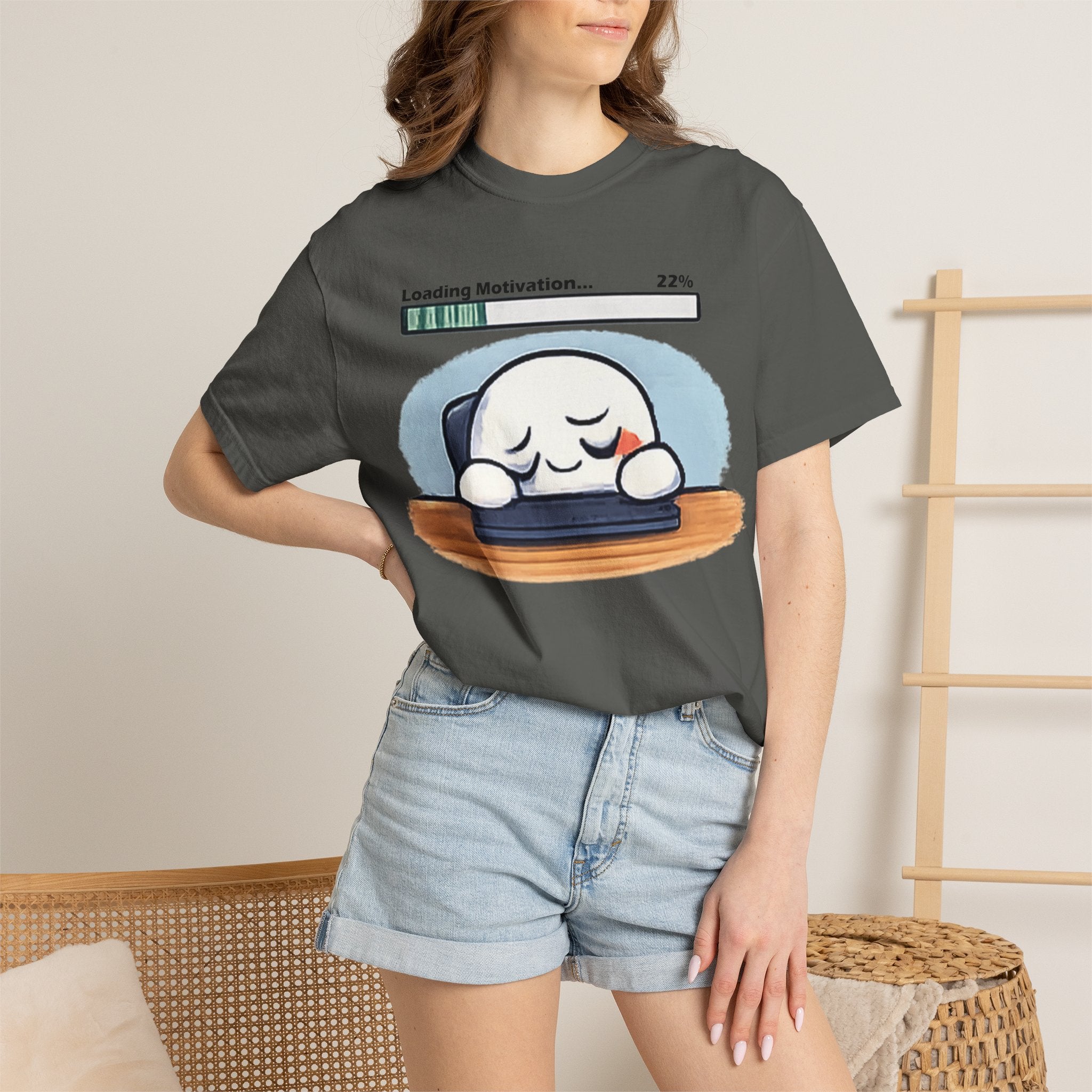 Loading Motivation 22% T-Shirt — Cute Sleepy Dumpling Graphic Tee