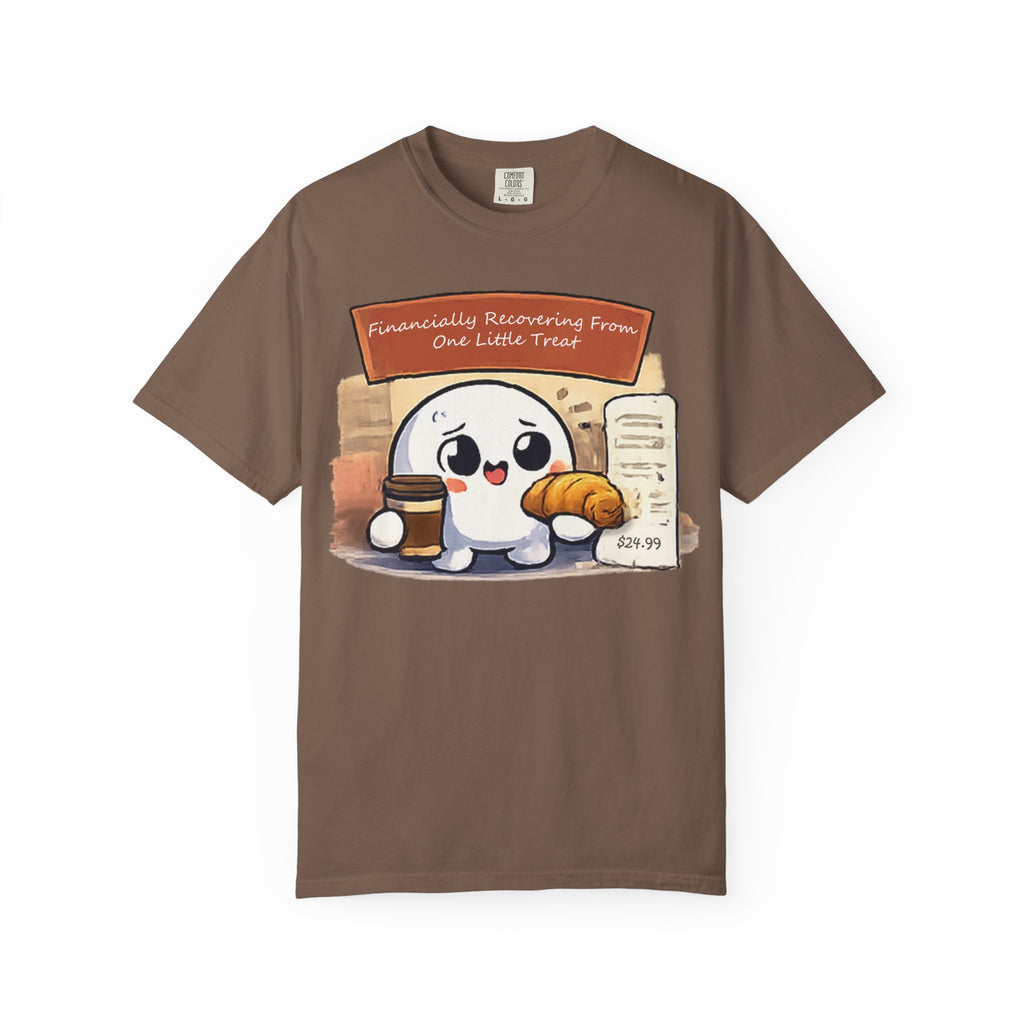 Cute Dumpling T-Shirt — "Financially Recovering From One Little Treat" Cartoon Tee