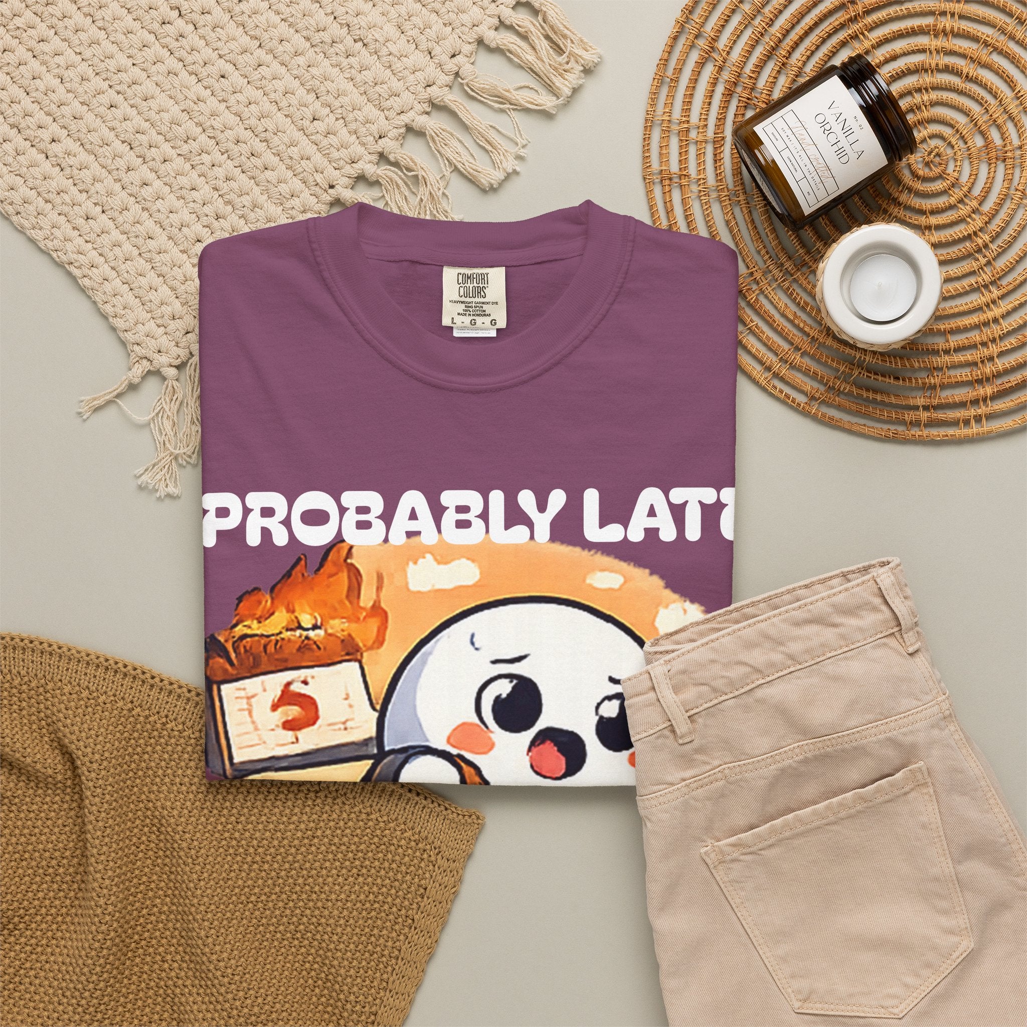 Probably Late For Something Dumpling Tee — Funny Running Character T-Shirt