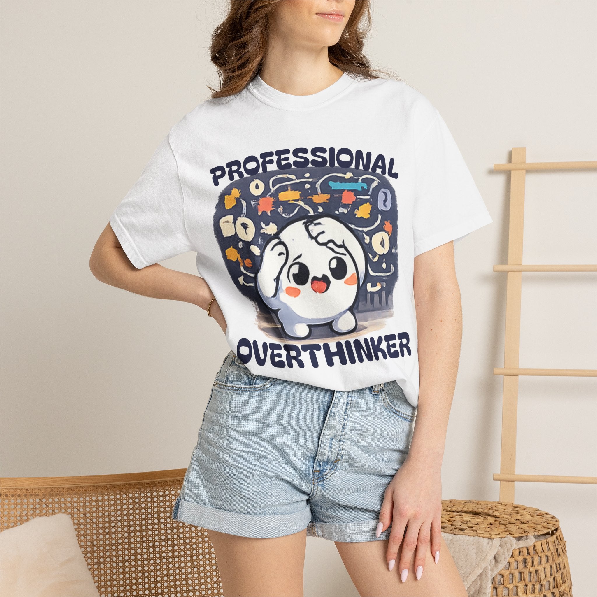 Professional Overthinker T-Shirt — Cute Dumpling Mind Cloud Graphic Tee