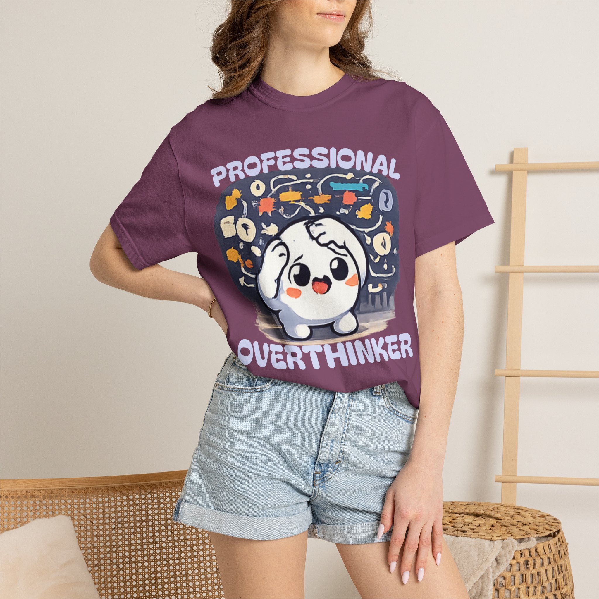 Professional Overthinker T-Shirt — Cute Dumpling Mind Cloud Graphic Tee