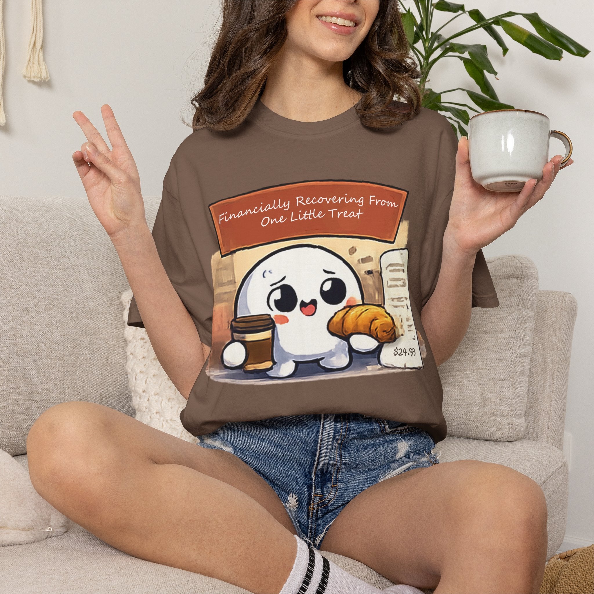 Cute Dumpling T-Shirt — "Financially Recovering From One Little Treat" Cartoon Tee