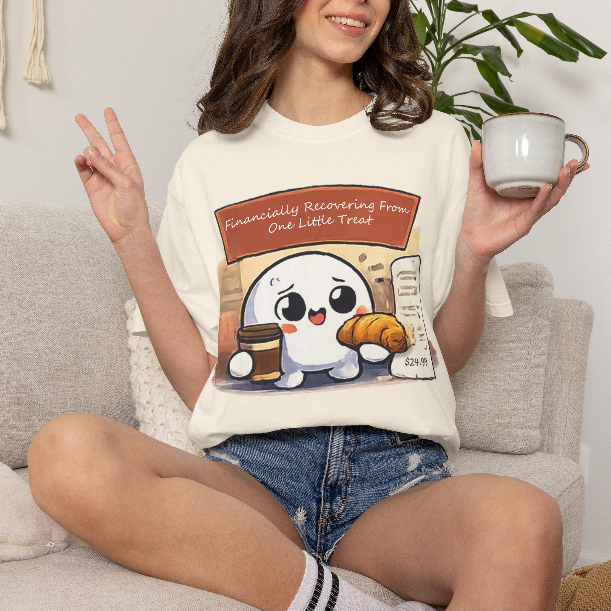 Cute Dumpling T-Shirt — "Financially Recovering From One Little Treat" Cartoon Tee