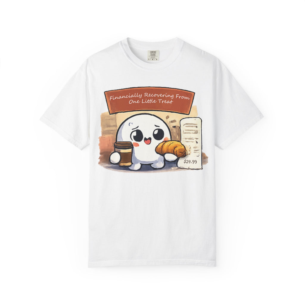 Cute Dumpling T-Shirt — "Financially Recovering From One Little Treat" Cartoon Tee