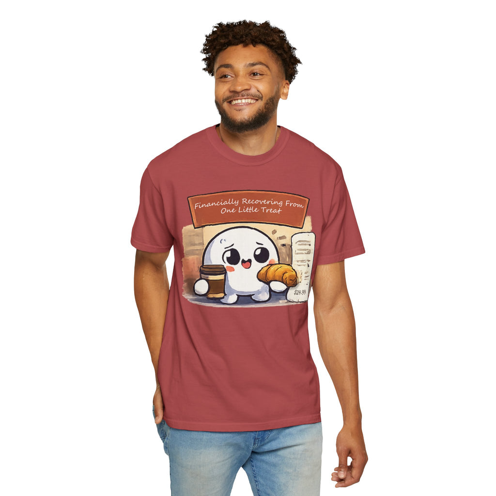 Cute Dumpling T-Shirt — "Financially Recovering From One Little Treat" Cartoon Tee