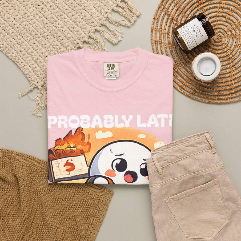 Probably Late For Something Dumpling Tee — Funny Running Character T-Shirt