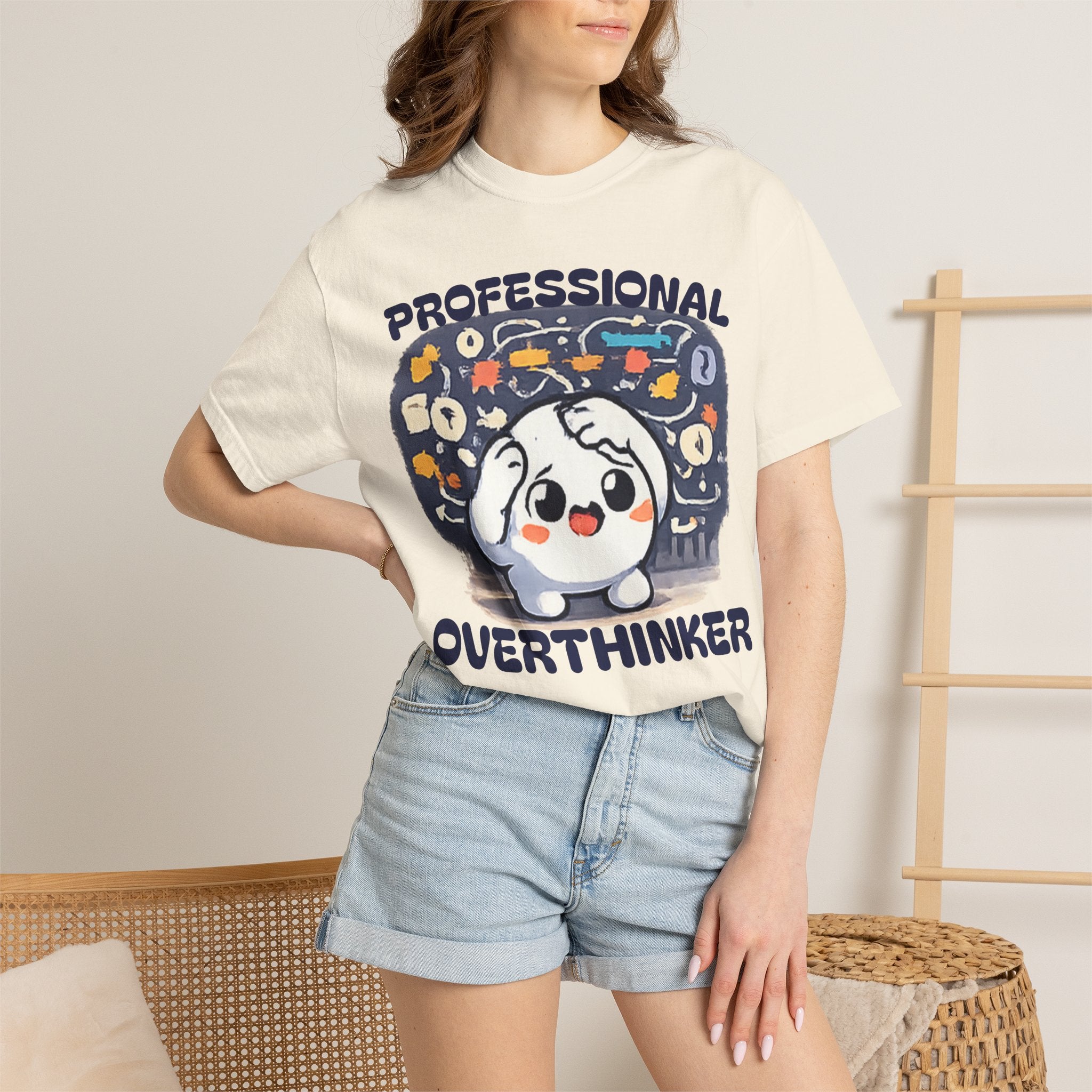 Professional Overthinker T-Shirt — Cute Dumpling Mind Cloud Graphic Tee