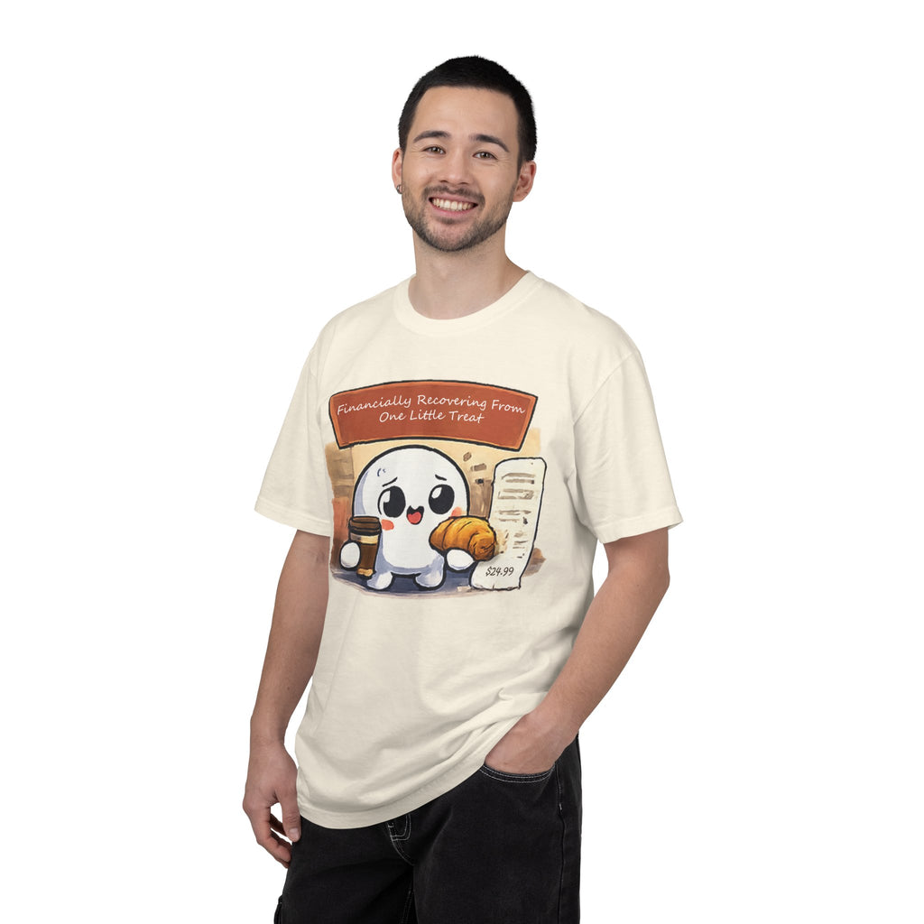 Cute Dumpling T-Shirt — "Financially Recovering From One Little Treat" Cartoon Tee